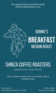 Shinza Coffee Roasters Bonnies Breakfast Coffee Medium Roast Specialty Coffee