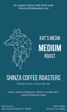 Load image into Gallery viewer, Shinza Coffee Roasters Kats Meow Medium Roast Coffee Bag Label